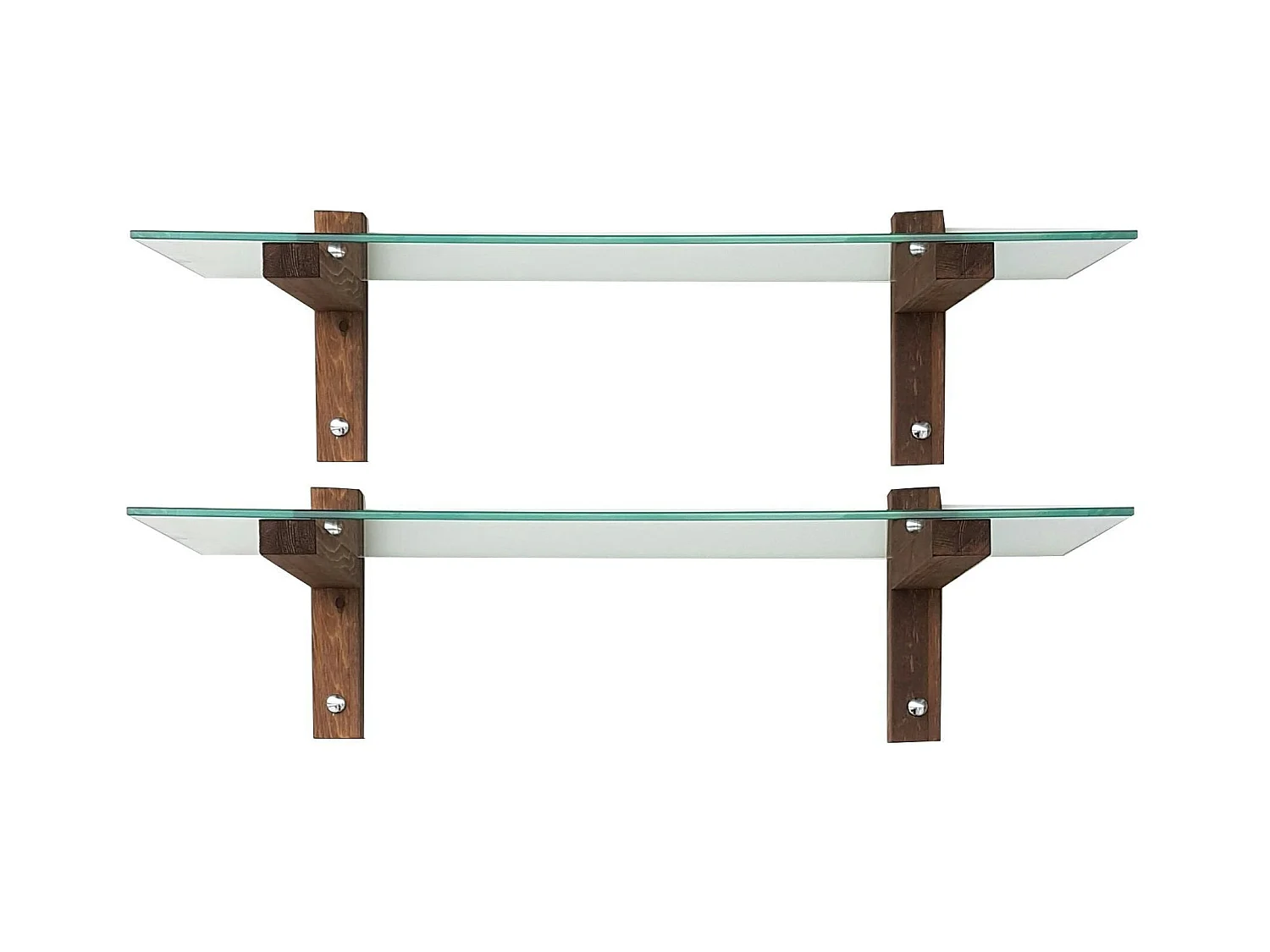 Étagère murale en verre - supports bois foncé (lot de 2) LHASA