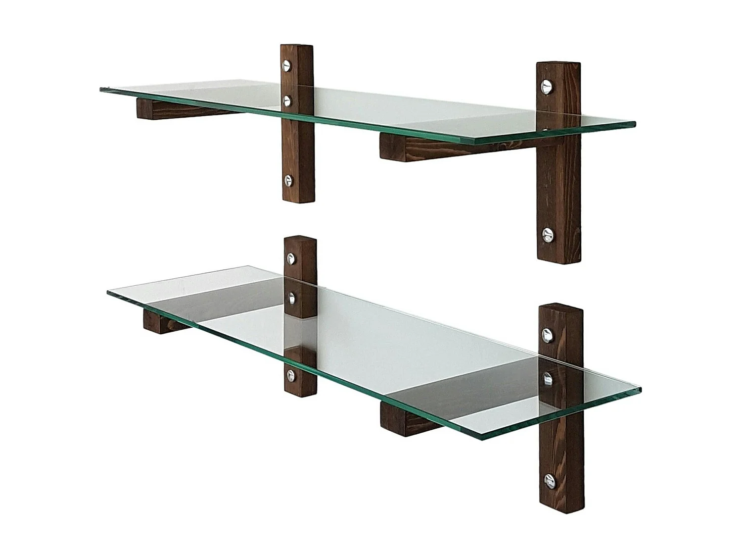 Étagère murale en verre - supports bois foncé (lot de 2) LHASA