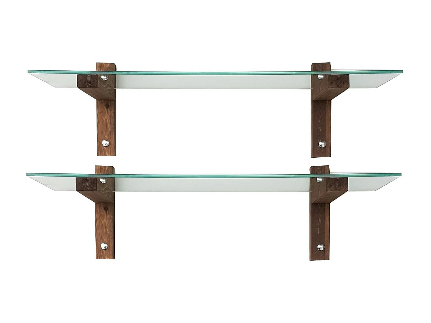 Étagère murale en verre - supports bois foncé (lot de 2) LHASA