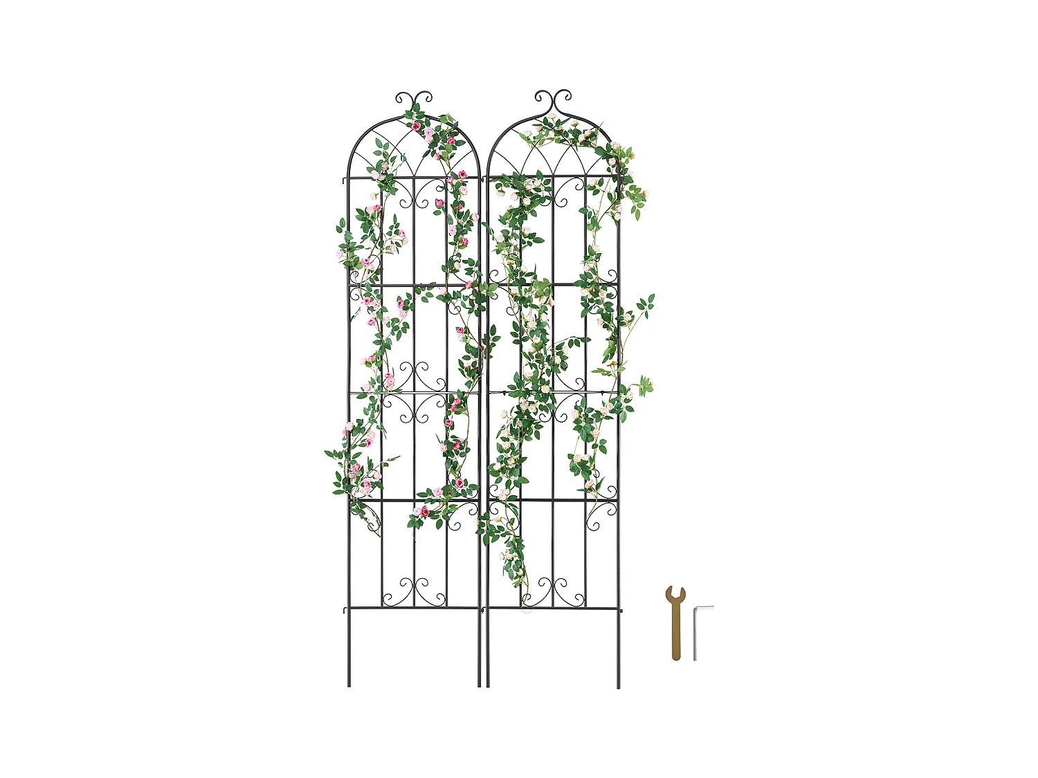 Metaal Tuinrooster SucceBuy, Set van 2, 221 x 51 cm, Ondersteuning voor Klimplanten, Antirust