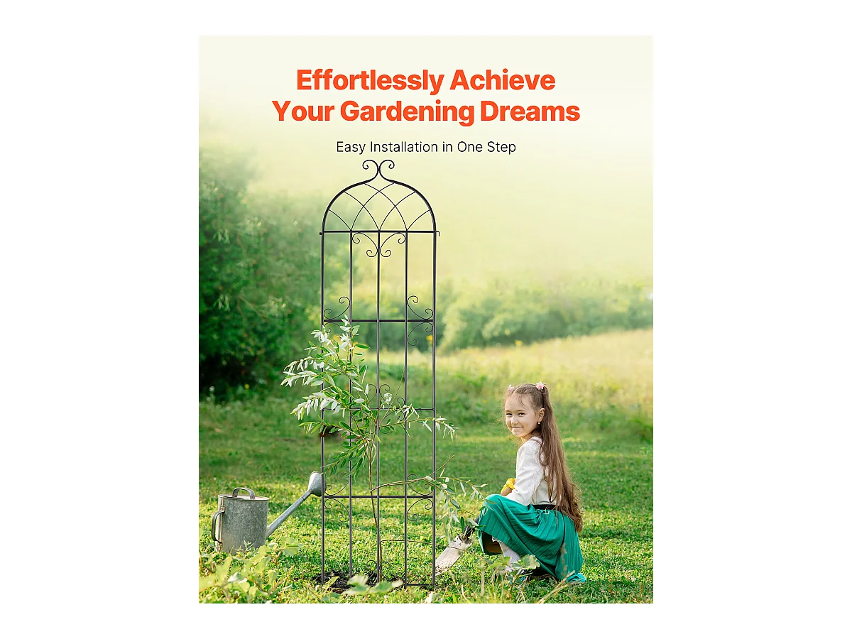 Treillis de Jardin SucceBuy en Métal,Lot de 2,  221 x 51 cm, Support pour Plantes Grimpantes, Antirouille