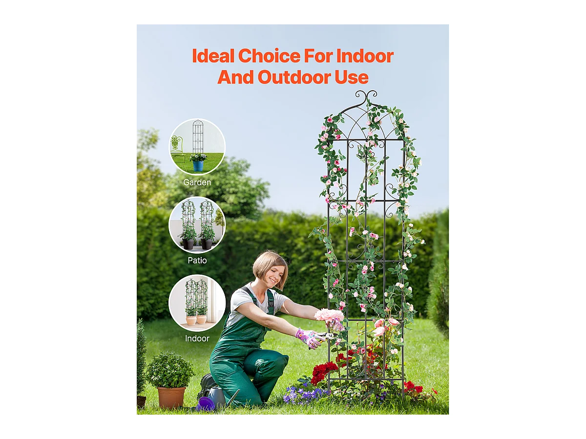 Treillis de Jardin SucceBuy en Métal,Lot de 2,  221 x 51 cm, Support pour Plantes Grimpantes, Antirouille