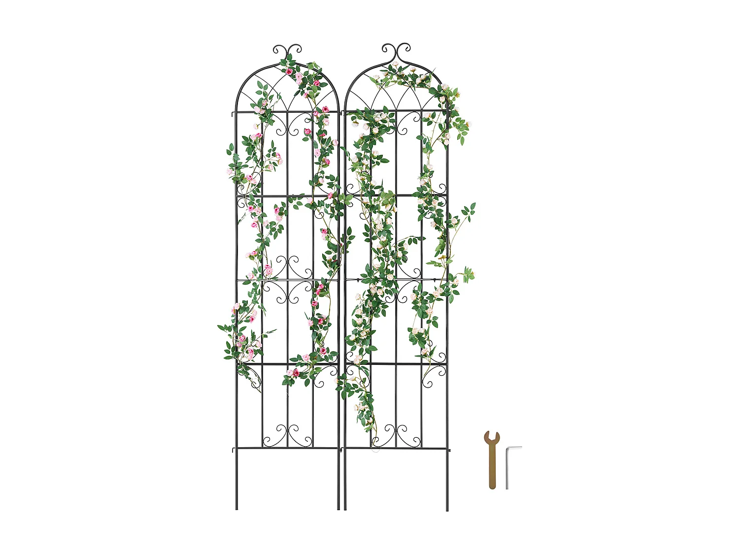 Treillis de Jardin SucceBuy en Métal,Lot de 2,  221 x 51 cm, Support pour Plantes Grimpantes, Antirouille