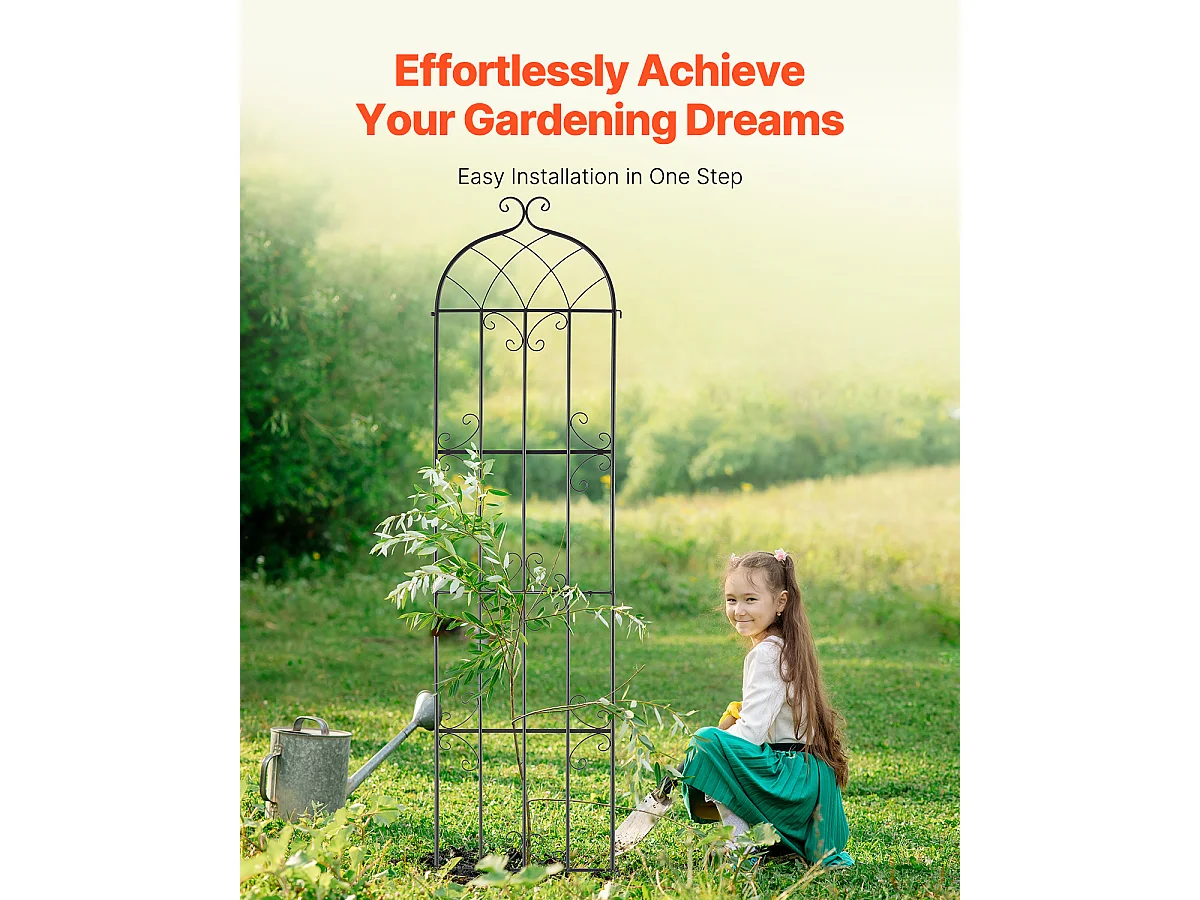 Treillis de Jardin SucceBuy en Métal,Lot de 2,  221 x 51 cm, Support pour Plantes Grimpantes, Antirouille