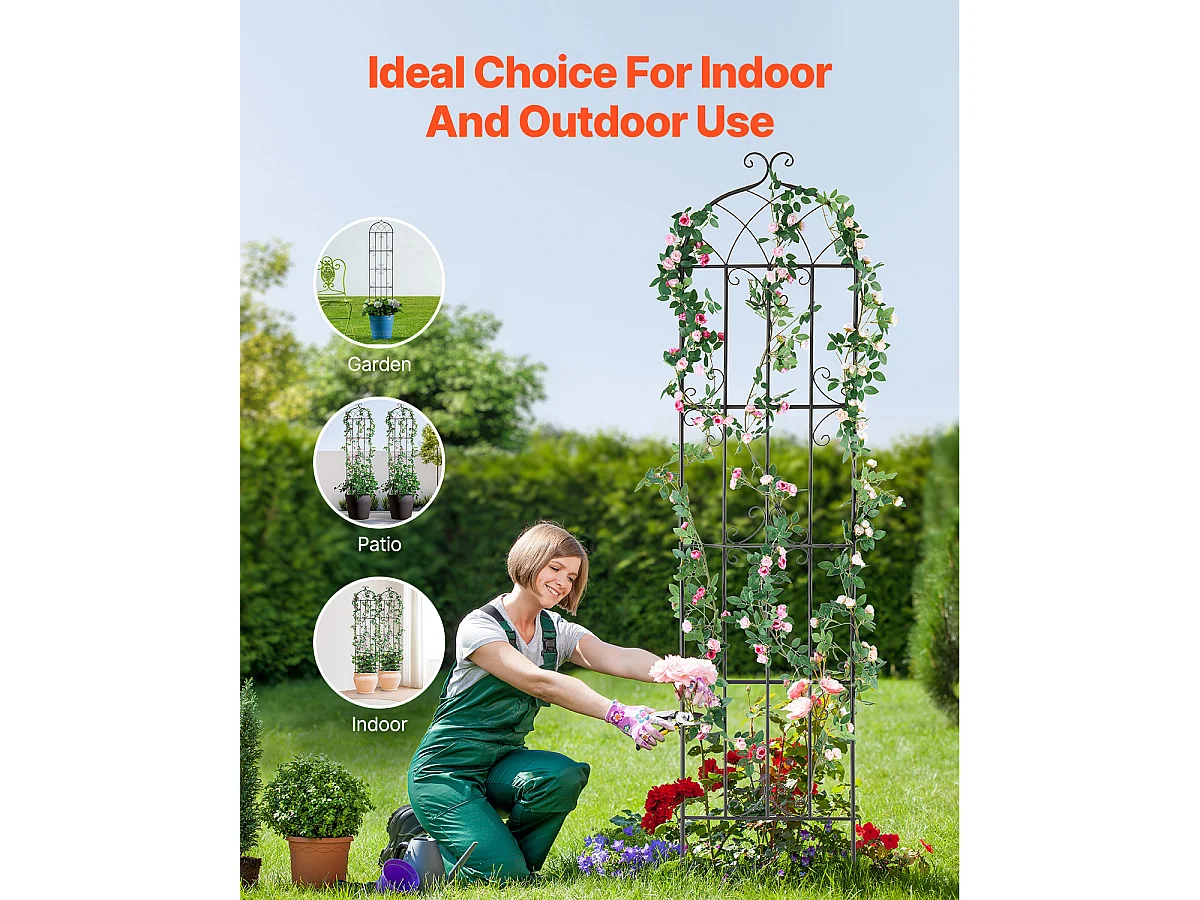 Treillis de Jardin SucceBuy en Métal,Lot de 2,  221 x 51 cm, Support pour Plantes Grimpantes, Antirouille