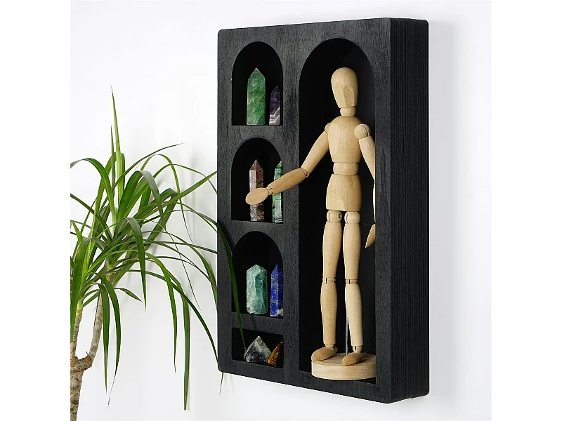 Etagère murale noire décorative - 5 niches AVIALA