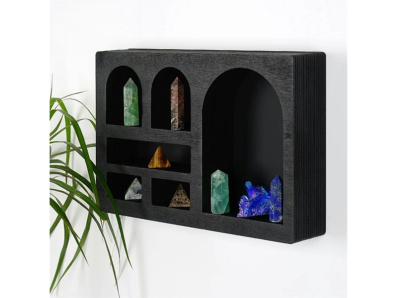 Etagère murale noire décorative - arches et niches AVIALA