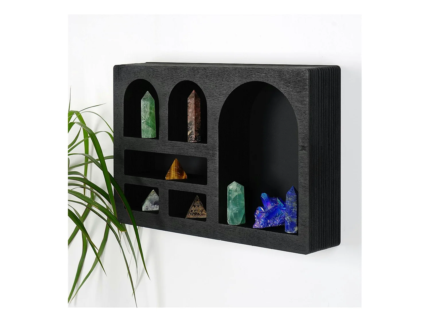 Etagère murale noire décorative - arches et niches AVIALA