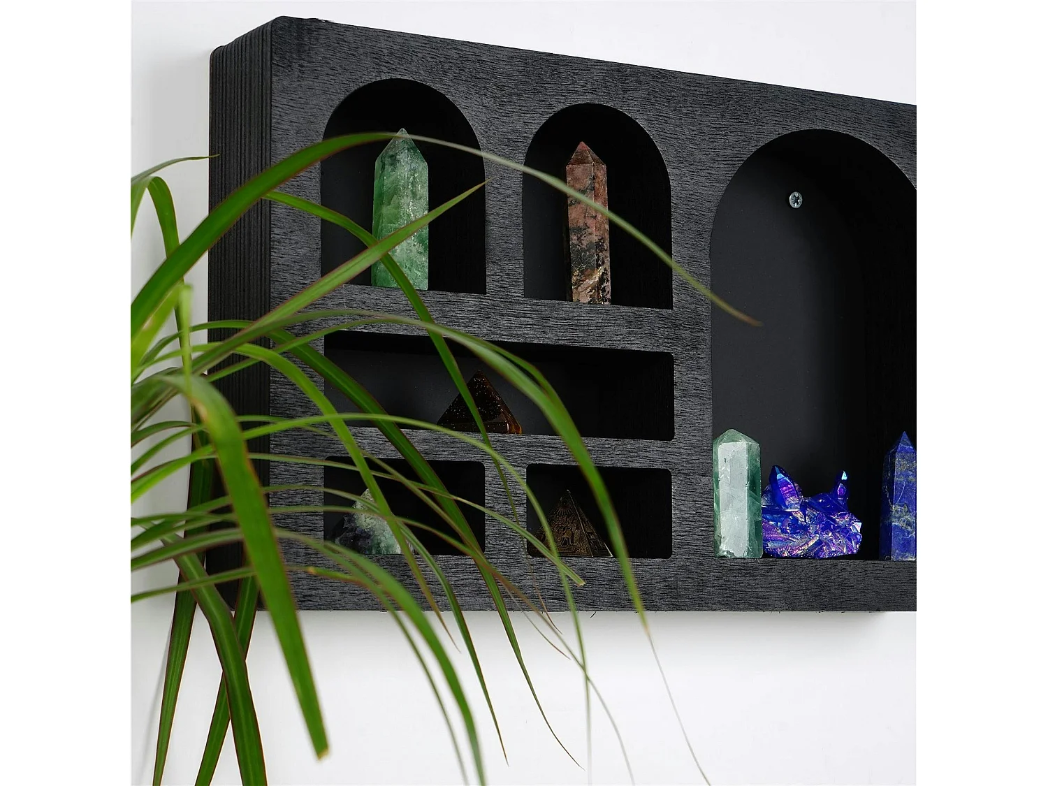 Etagère murale noire décorative - arches et niches AVIALA