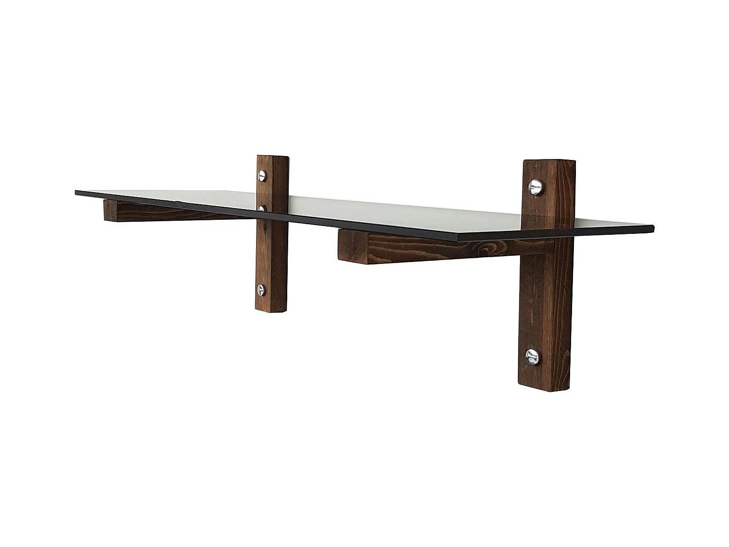 Étagère murale en verre fumé - supports bois foncé LHASA