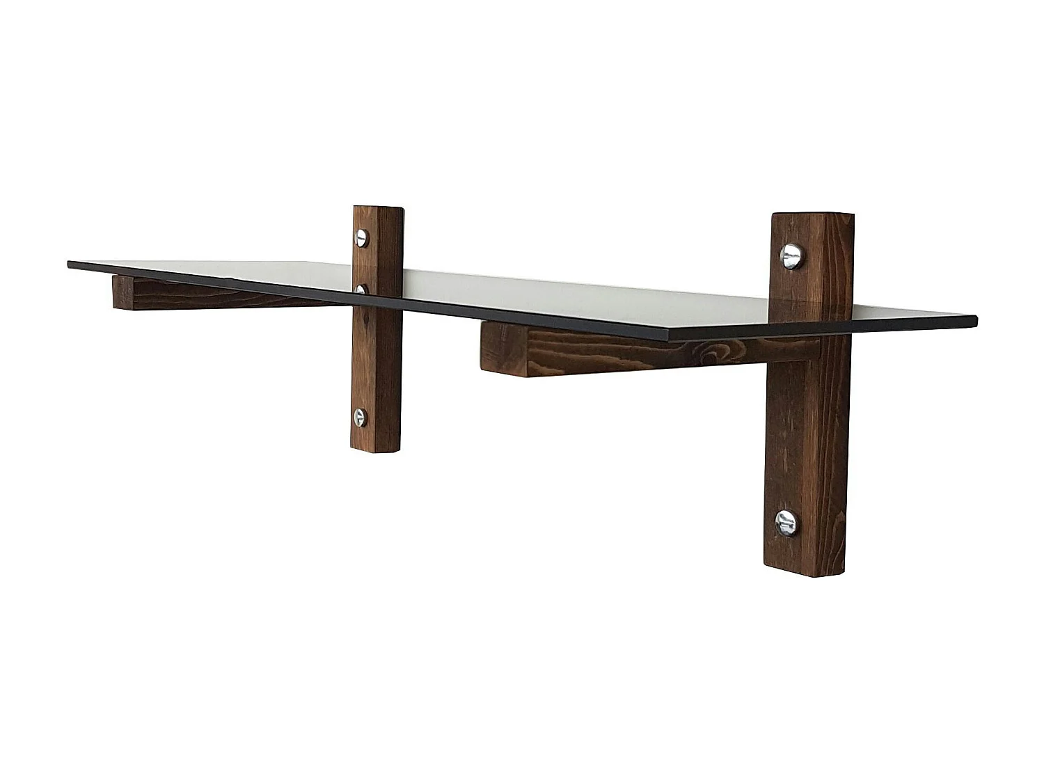 Étagère murale en verre fumé - supports bois foncé LHASA