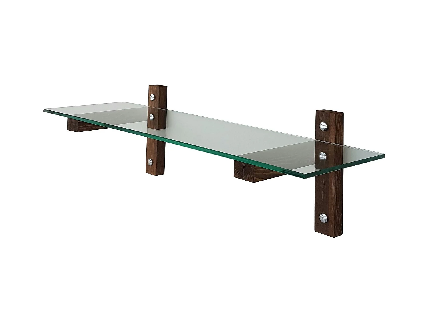 Étagère murale en verre - supports bois foncé LHASA