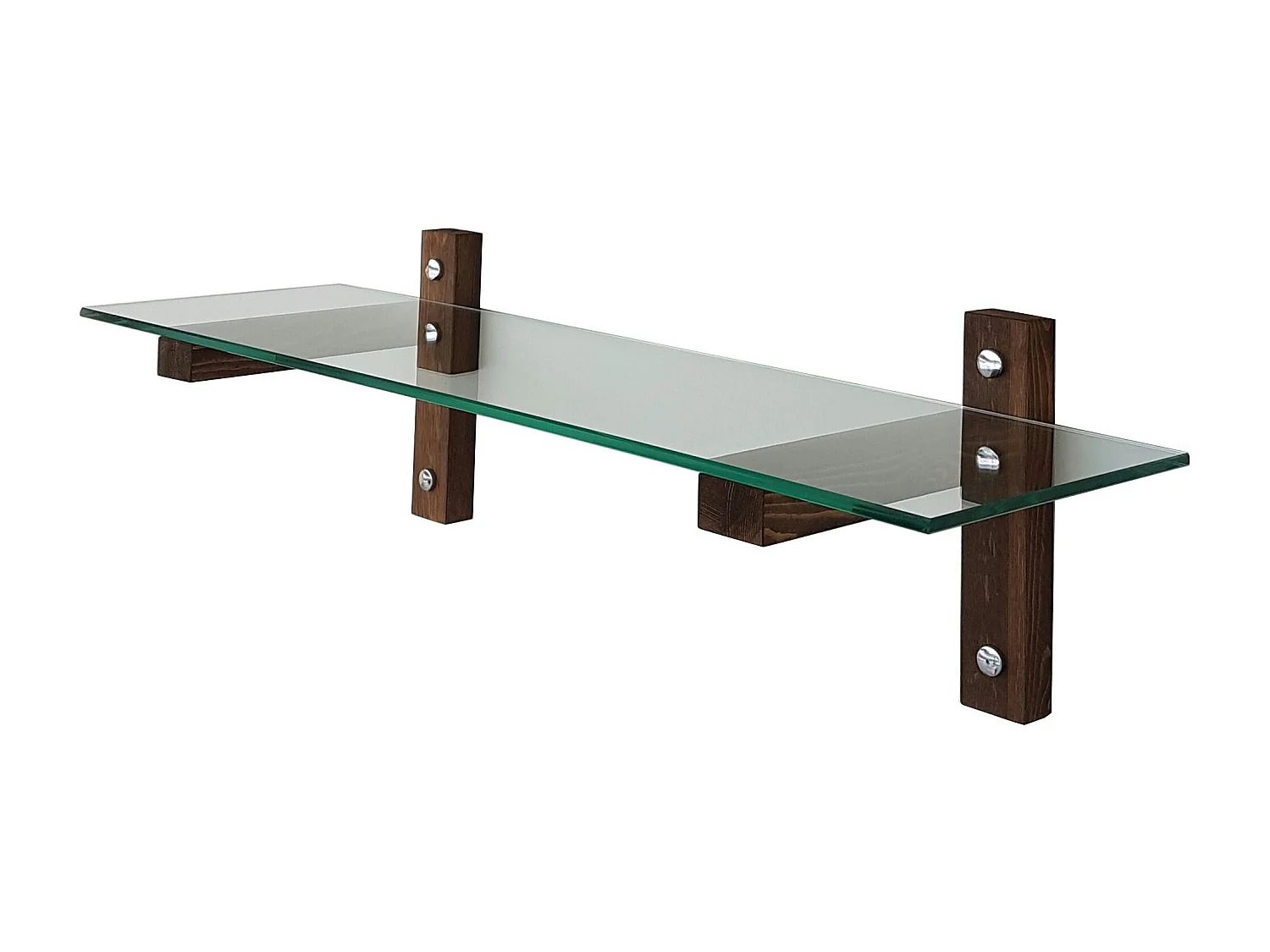 Étagère murale en verre - supports bois foncé LHASA