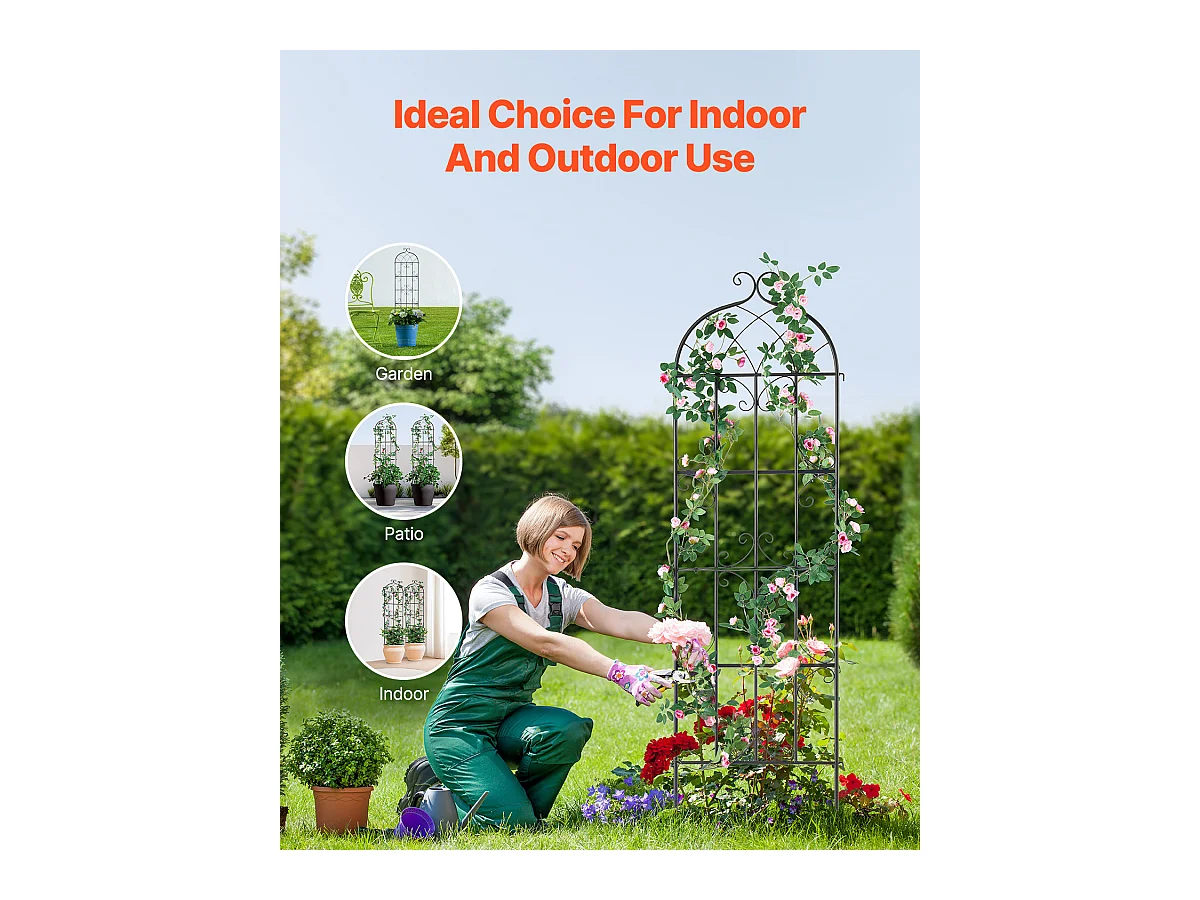 Treillis de Jardin SucceBuy en Métal,Lot de 4, 180 x 51 cm, Support pour Plantes Grimpantes, Antirouille