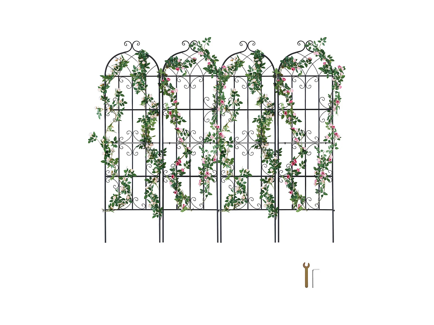 Treillis de Jardin SucceBuy en Métal,Lot de 4, 180 x 51 cm, Support pour Plantes Grimpantes, Antirouille