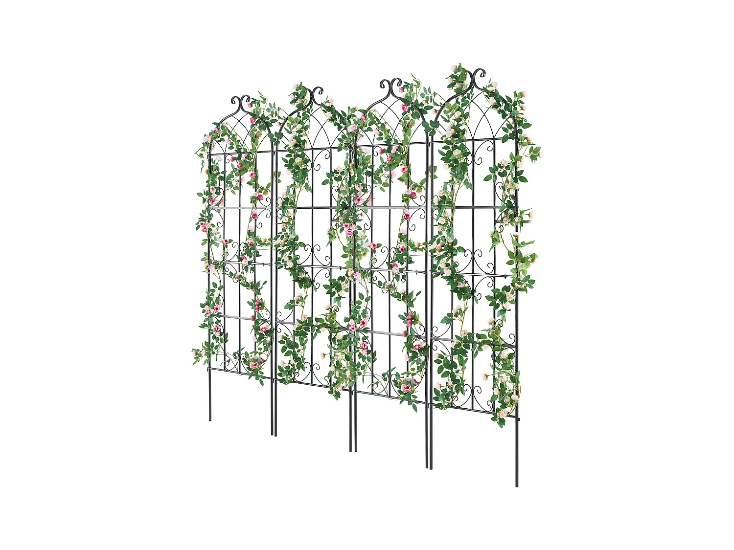 Treillis de Jardin SucceBuy en Métal,Lot de 4, 180 x 51 cm, Support pour Plantes Grimpantes, Antirouille