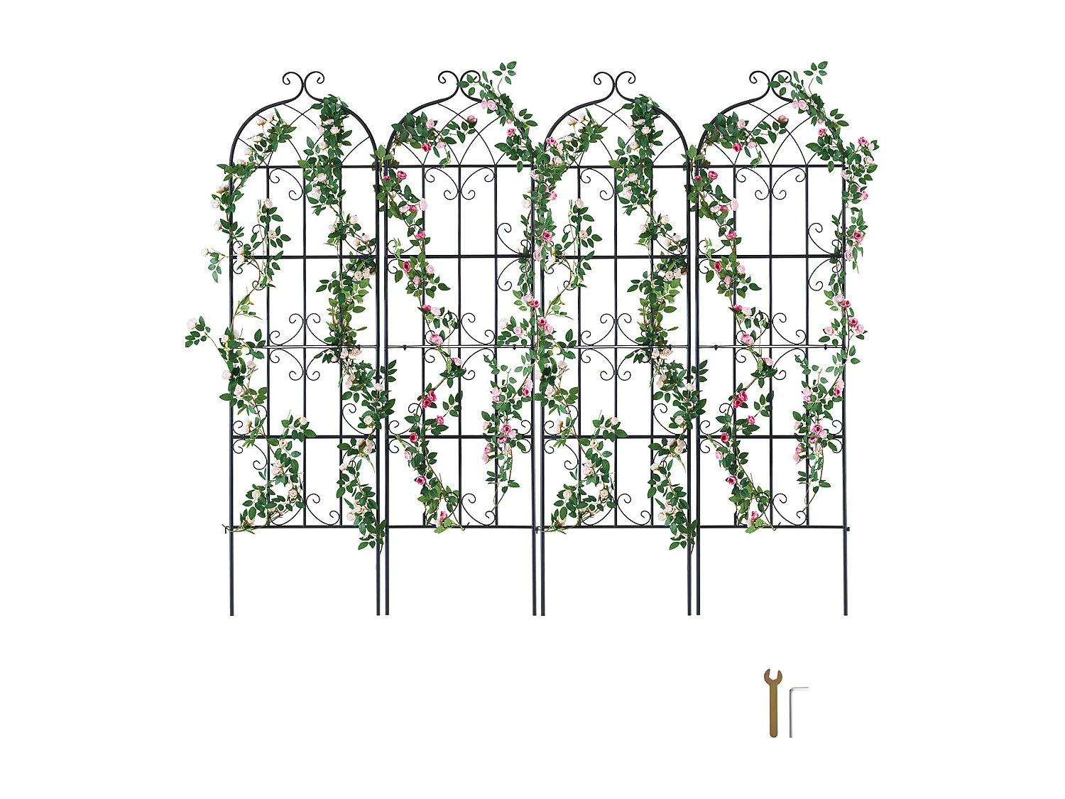 Treillis de Jardin SucceBuy en Métal,Lot de 4, 180 x 51 cm, Support pour Plantes Grimpantes, Antirouille