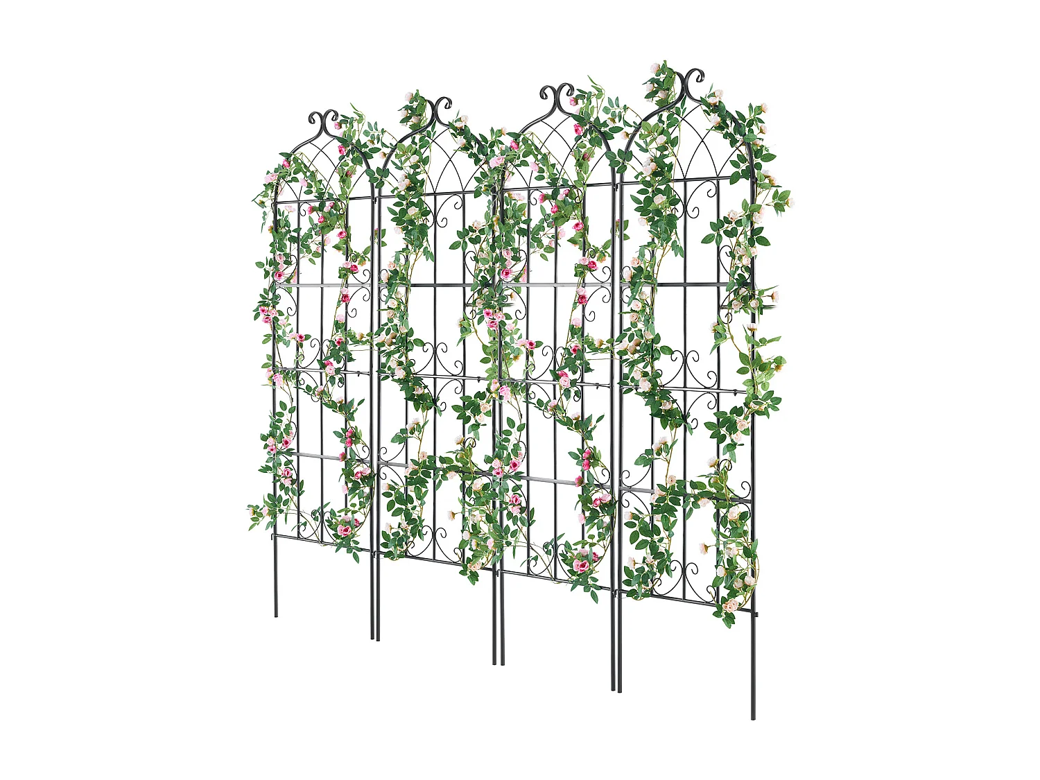 Treillis de Jardin SucceBuy en Métal,Lot de 4, 180 x 51 cm, Support pour Plantes Grimpantes, Antirouille