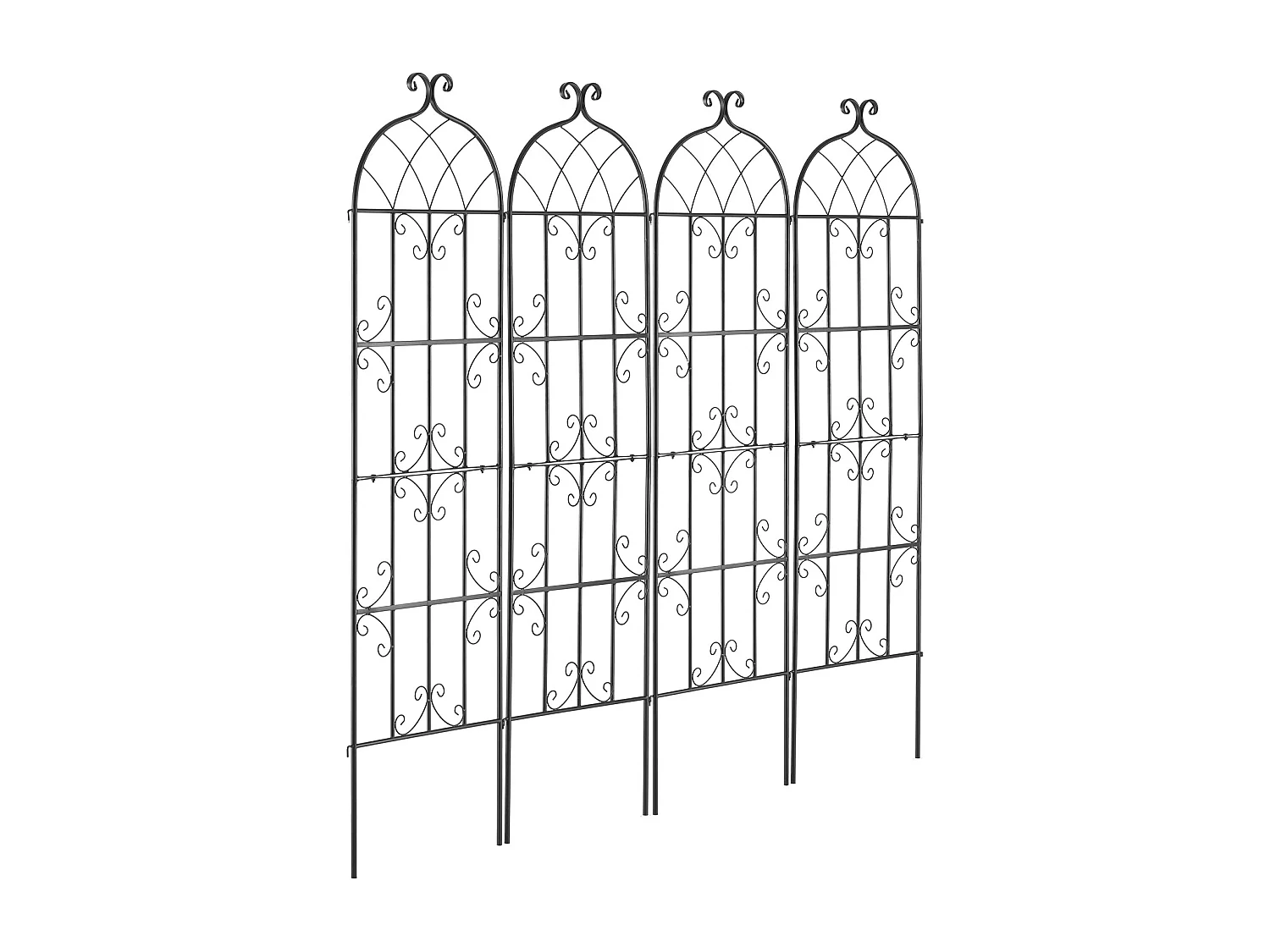 Treillis de Jardin SucceBuy en Métal,Lot de 4, 180 x 51 cm, Support pour Plantes Grimpantes, Antirouille