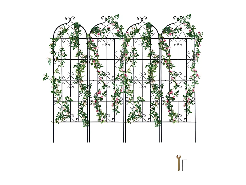 Metaal Tuinrooster SucceBuy, Set van 4, 180 x 51 cm, Ondersteuning voor Klimplanten, Antirust