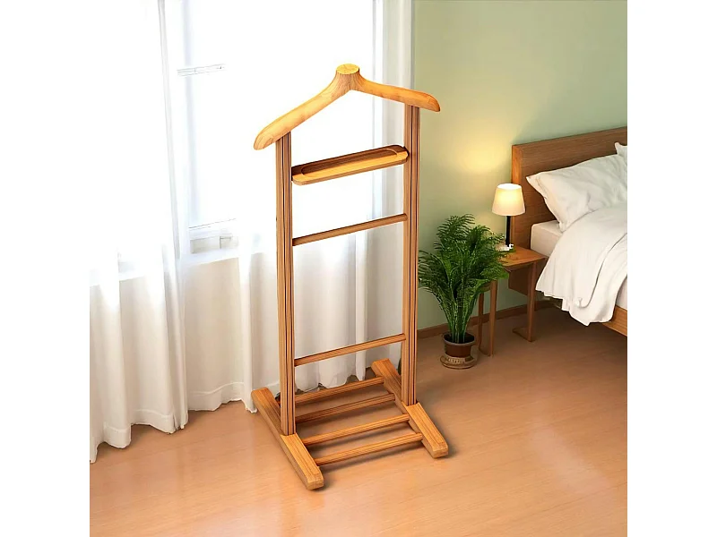 Valet de chambre bois clair avec plateau vide-poches SITIA