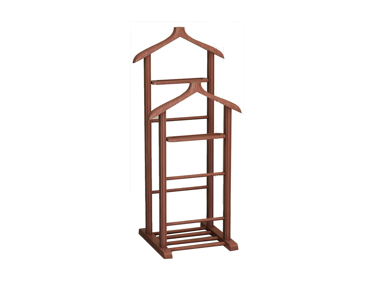 Valet de chambre double - bois marron, vide-poches SITIA