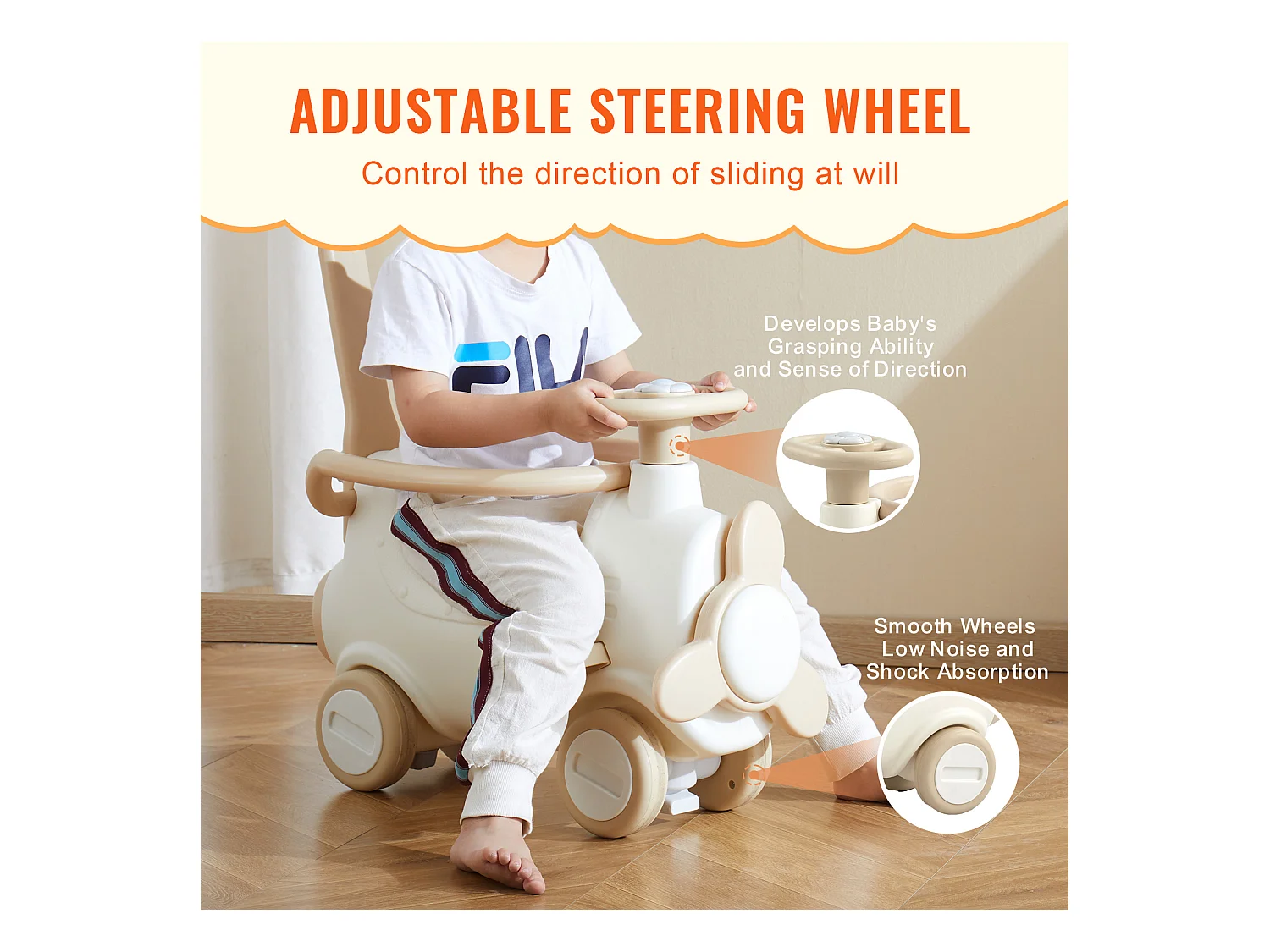 Cheval à Bascule SucceBuy, 5 en 1 pour Tout-Petits de 1 à 3 Ans, à Chevaucher, Trampoline, Jouet pour Enfants Blanc