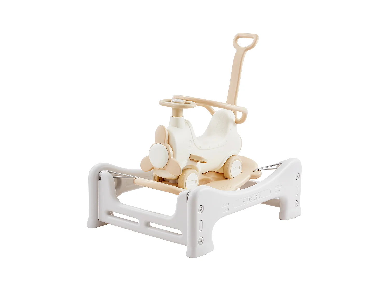 Cheval à Bascule SucceBuy, 5 en 1 pour Tout-Petits de 1 à 3 Ans, à Chevaucher, Trampoline, Jouet pour Enfants Blanc