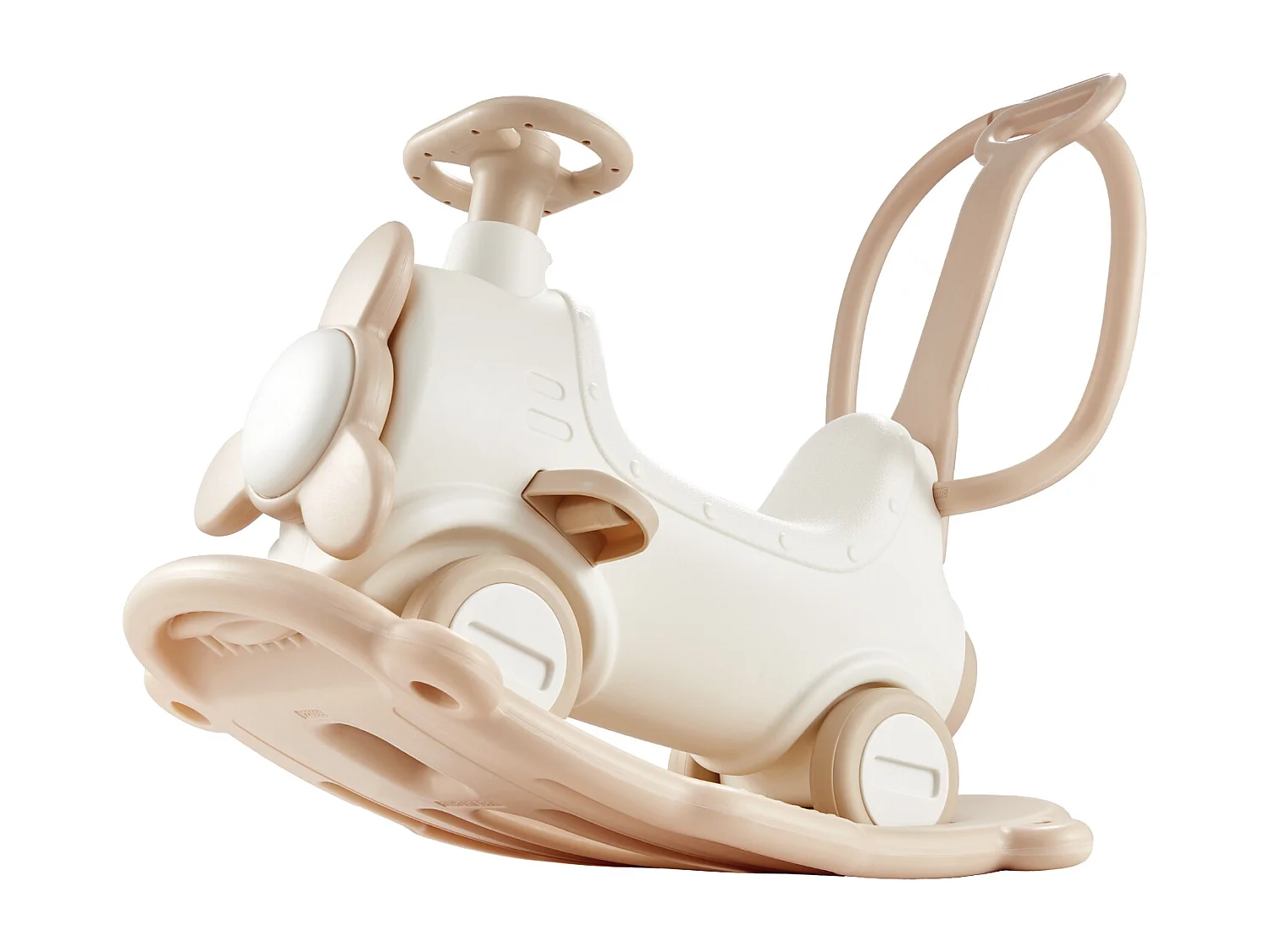 Cheval à Bascule SucceBuy, 5 en 1 pour Tout-Petits de 1 à 3 Ans, à Chevaucher, Trampoline, Jouet pour Enfants Blanc