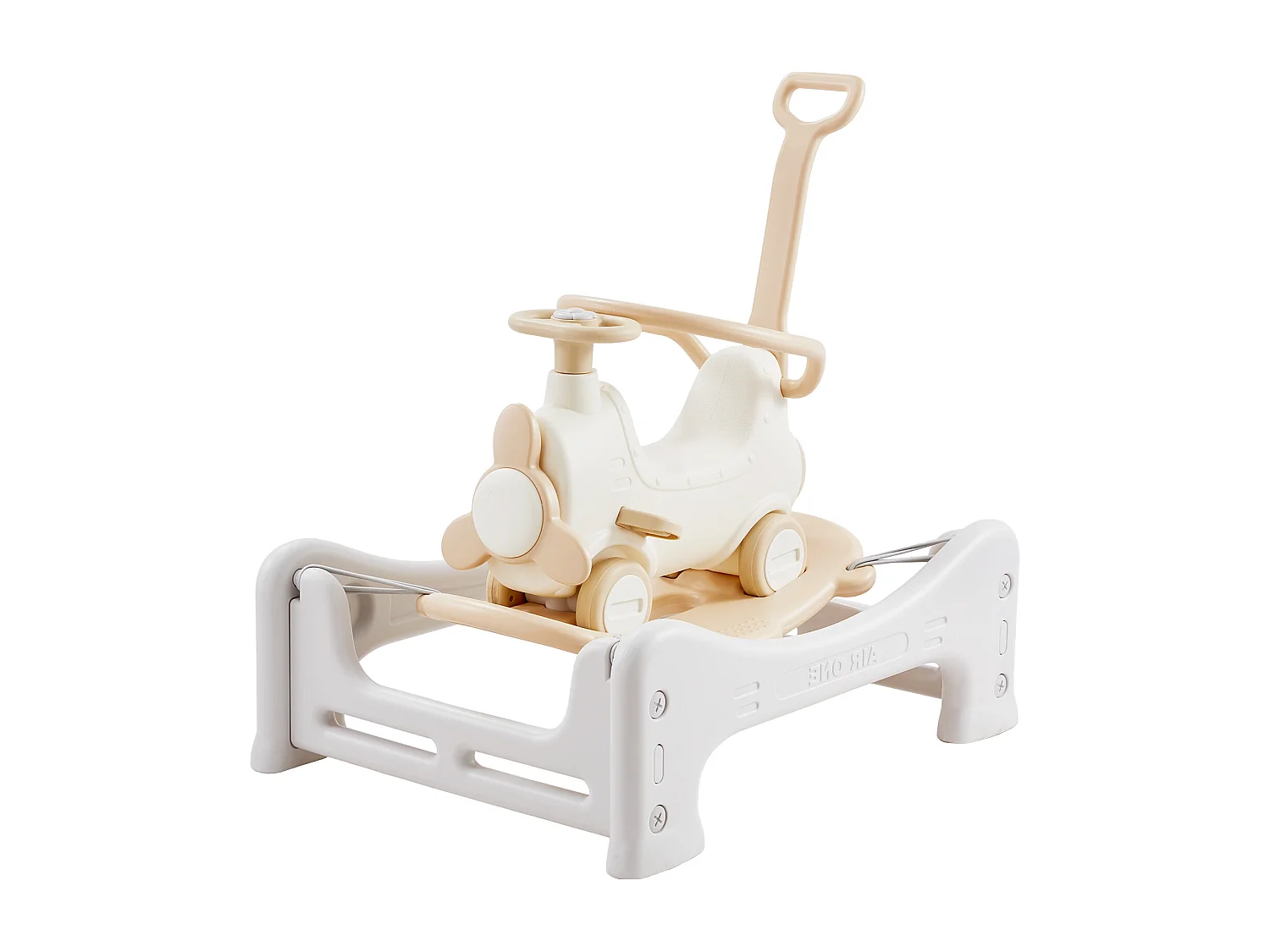 Cheval à Bascule SucceBuy, 5 en 1 pour Tout-Petits de 1 à 3 Ans, à Chevaucher, Trampoline, Jouet pour Enfants Blanc