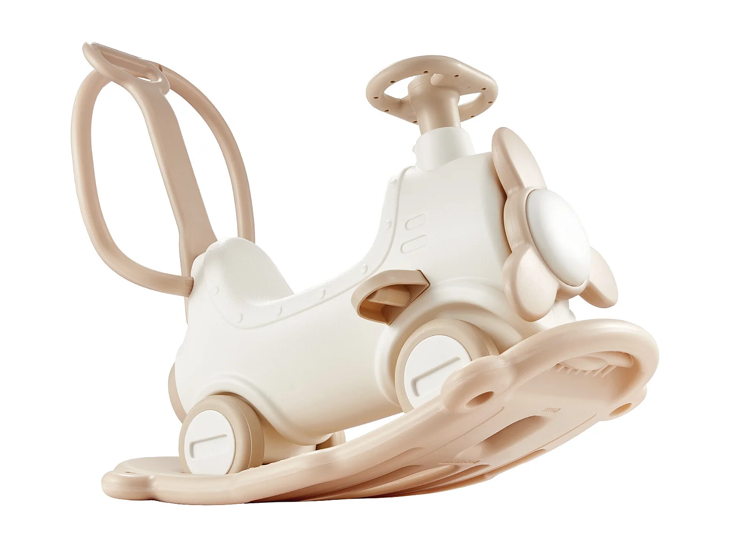 Cheval à Bascule SucceBuy, 5 en 1 pour Tout-Petits de 1 à 3 Ans, à Chevaucher, Trampoline, Jouet pour Enfants Blanc