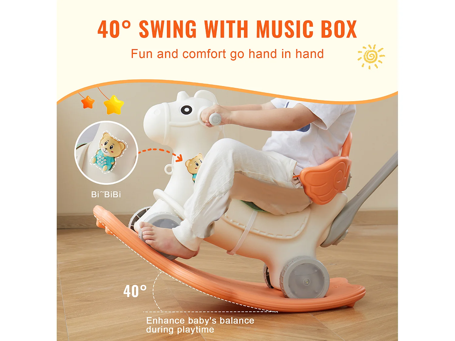 Cavallo Balestrino SucceBuy, 4 in 1 per Bambini da 1 a 3 Anni, da Cavalcare, con Suono, Rosso