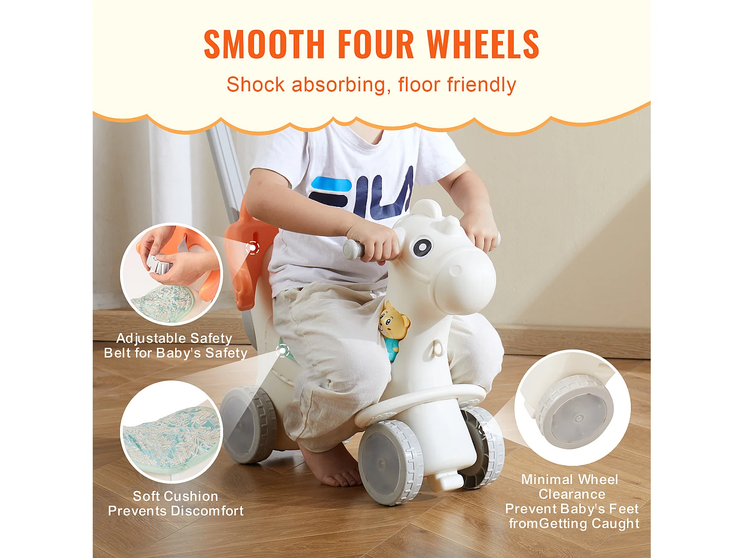 Cavallo Balestrino SucceBuy, 4 in 1 per Bambini da 1 a 3 Anni, da Cavalcare, con Suono, Rosso