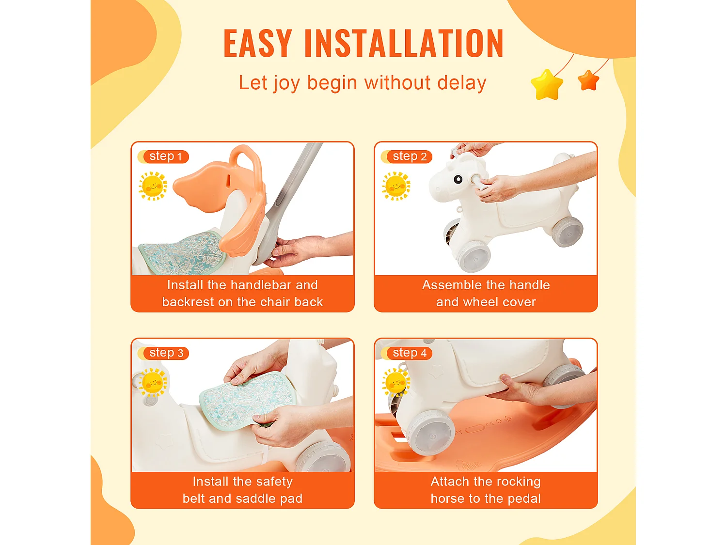 Cavallo Balestrino SucceBuy, 4 in 1 per Bambini da 1 a 3 Anni, da Cavalcare, con Suono, Rosso