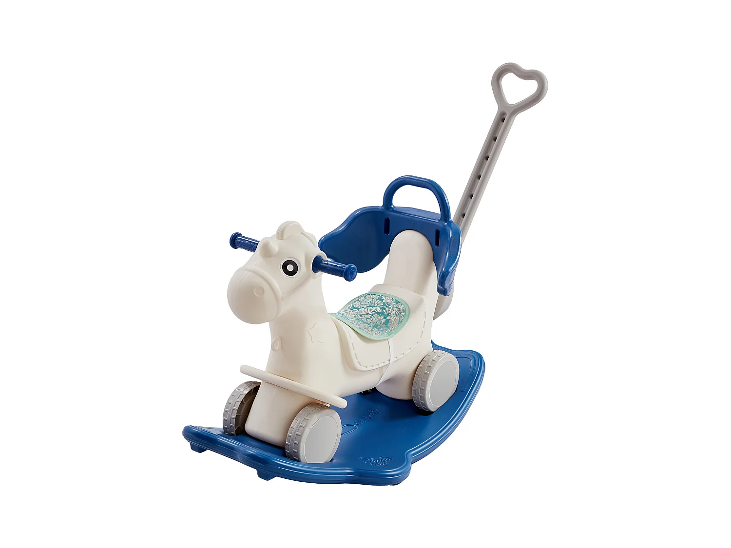 Cheval à Bascule SucceBuy, 4 en 1 pour Tout-Petits de 1 à 3 Ans, à Chevaucher, Sonore, bleu