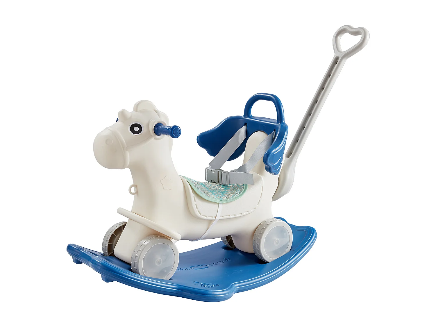 Cheval à Bascule SucceBuy, 4 en 1 pour Tout-Petits de 1 à 3 Ans, à Chevaucher, Sonore, bleu