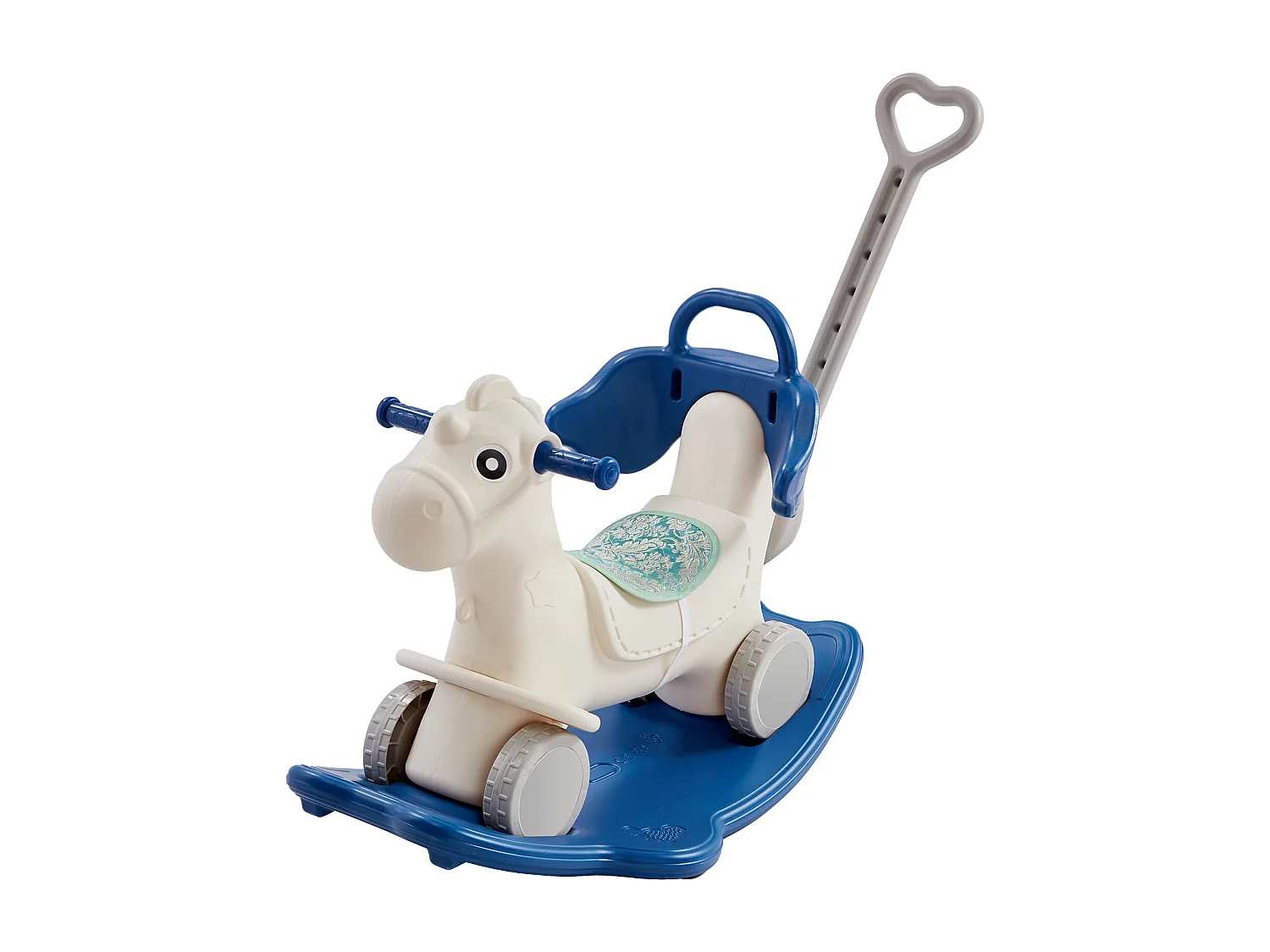 Cheval à Bascule SucceBuy, 4 en 1 pour Tout-Petits de 1 à 3 Ans, à Chevaucher, Sonore, bleu