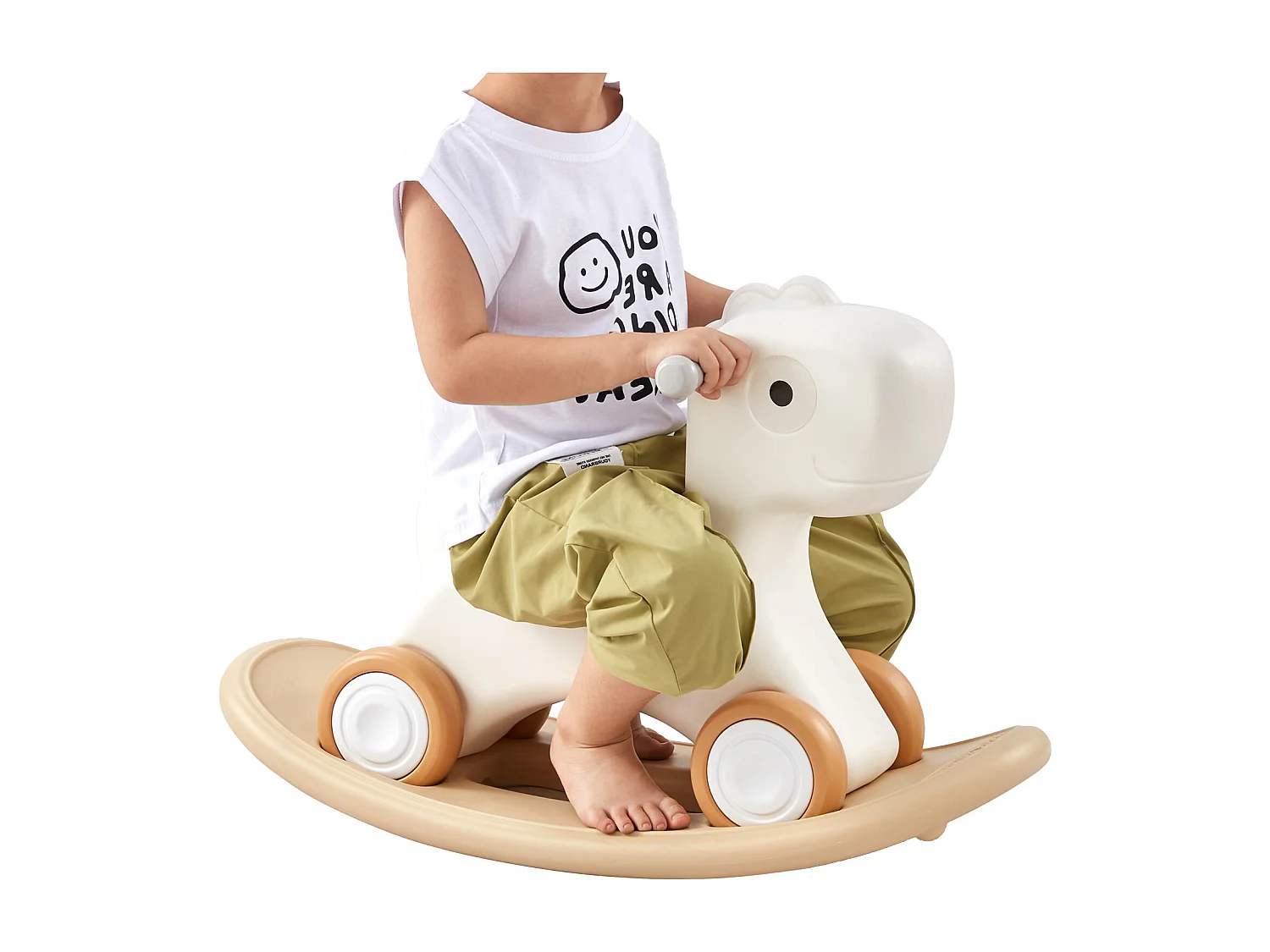 Wipppferd SucceBuy, 3-in-1 für Kleinkinder 1-3 Jahre, Reit- und Brettvariante, Weiß