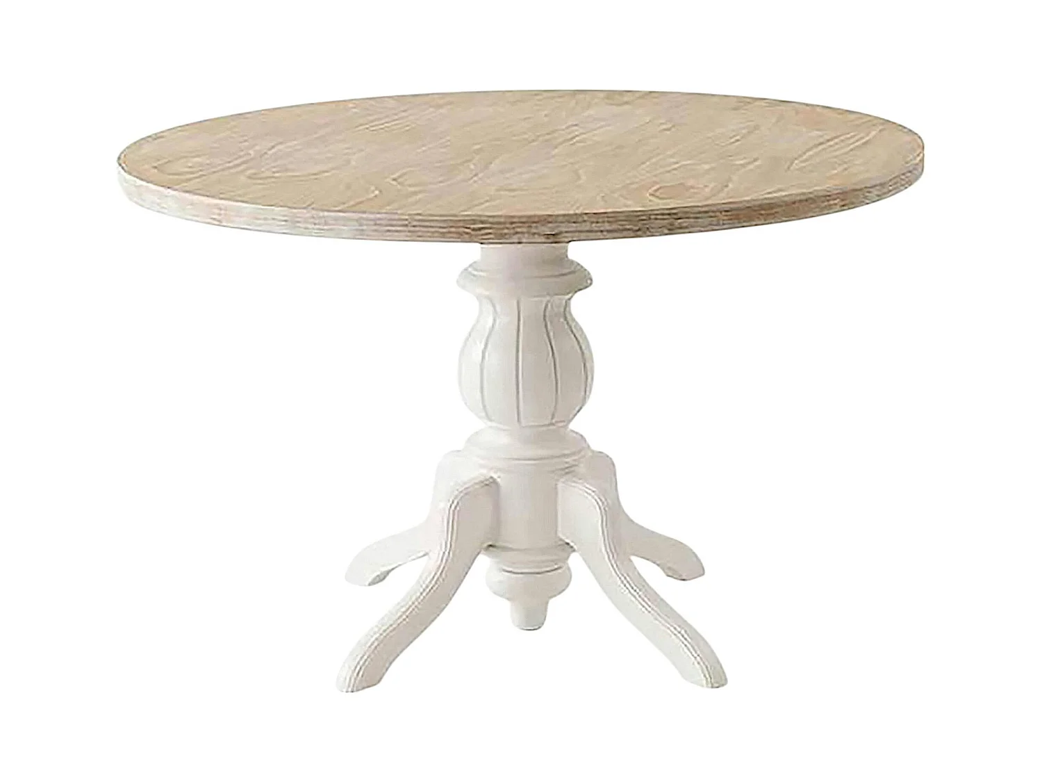 Table ronde blanche - bois effet usé ⌀120 cm TENA