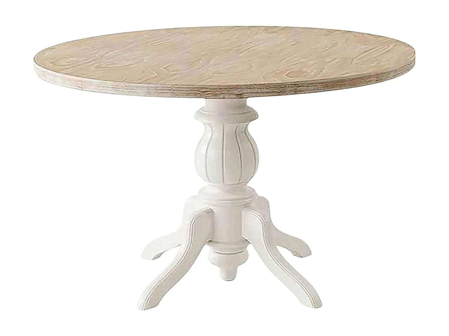 Table ronde blanche - bois effet usé ⌀120 cm TENA