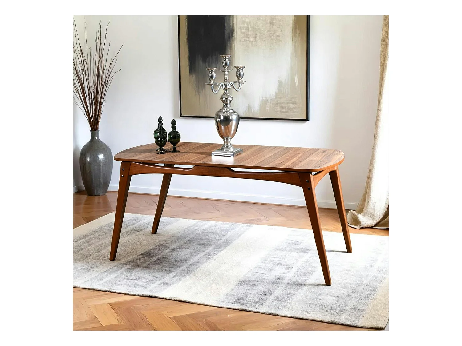 Table à manger vintage - bois brun, 160 cm DILI