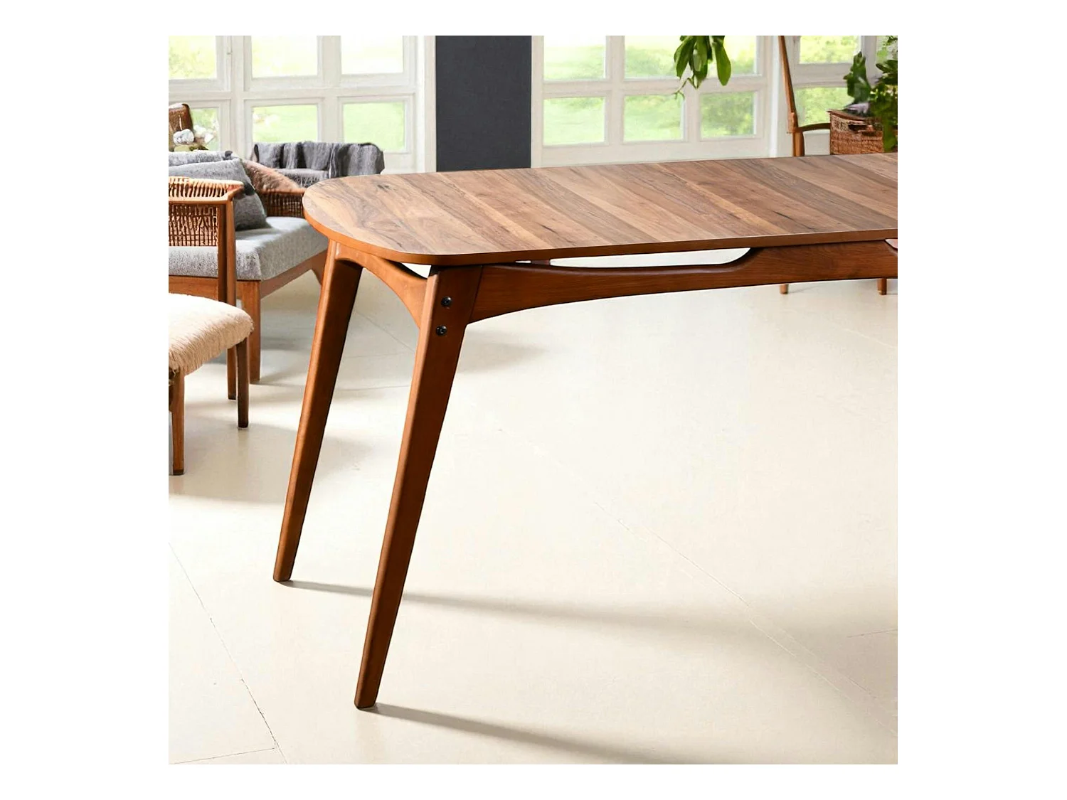 Table à manger vintage - bois brun, 160 cm DILI