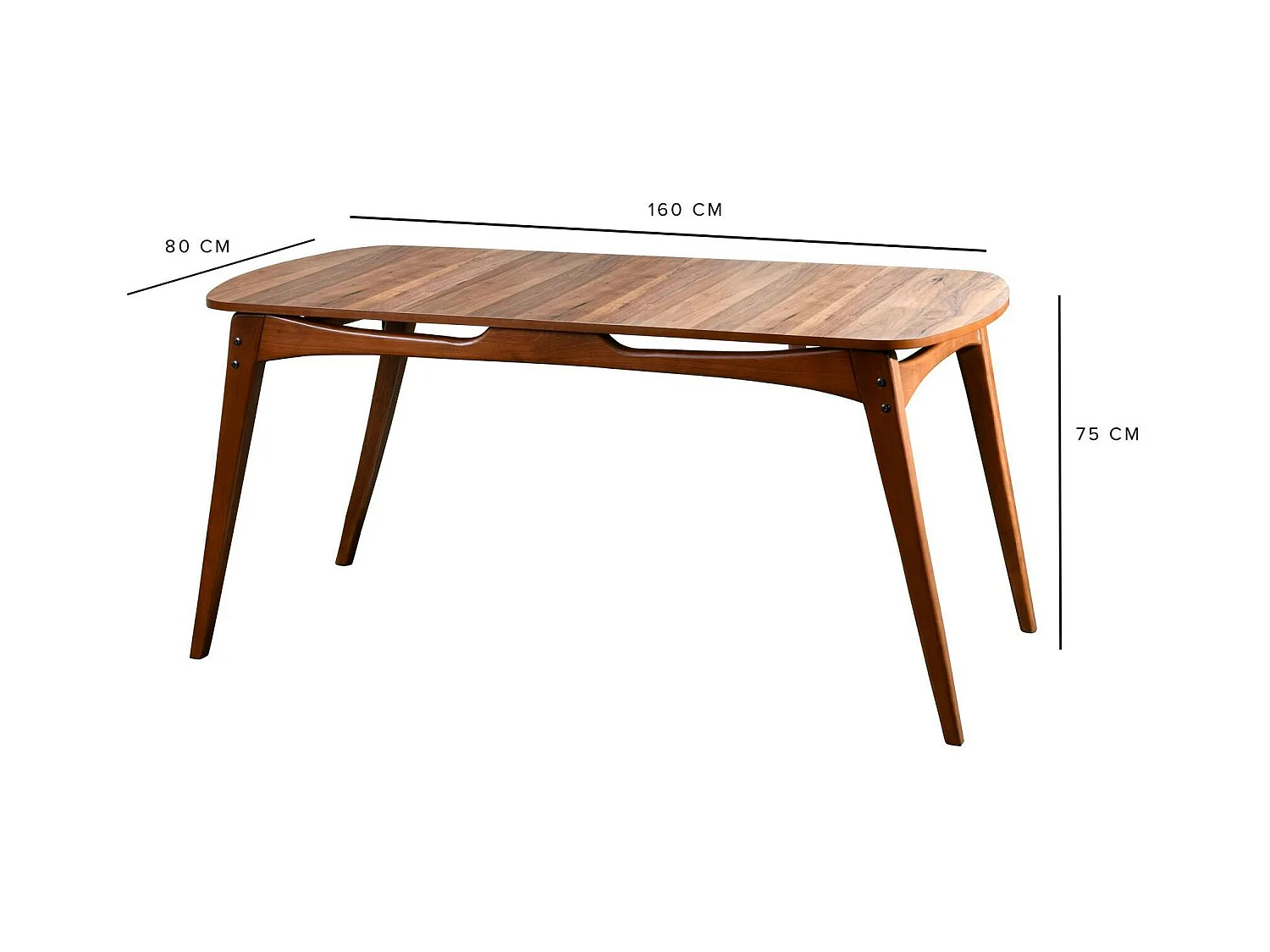 Table à manger vintage - bois brun, 160 cm DILI