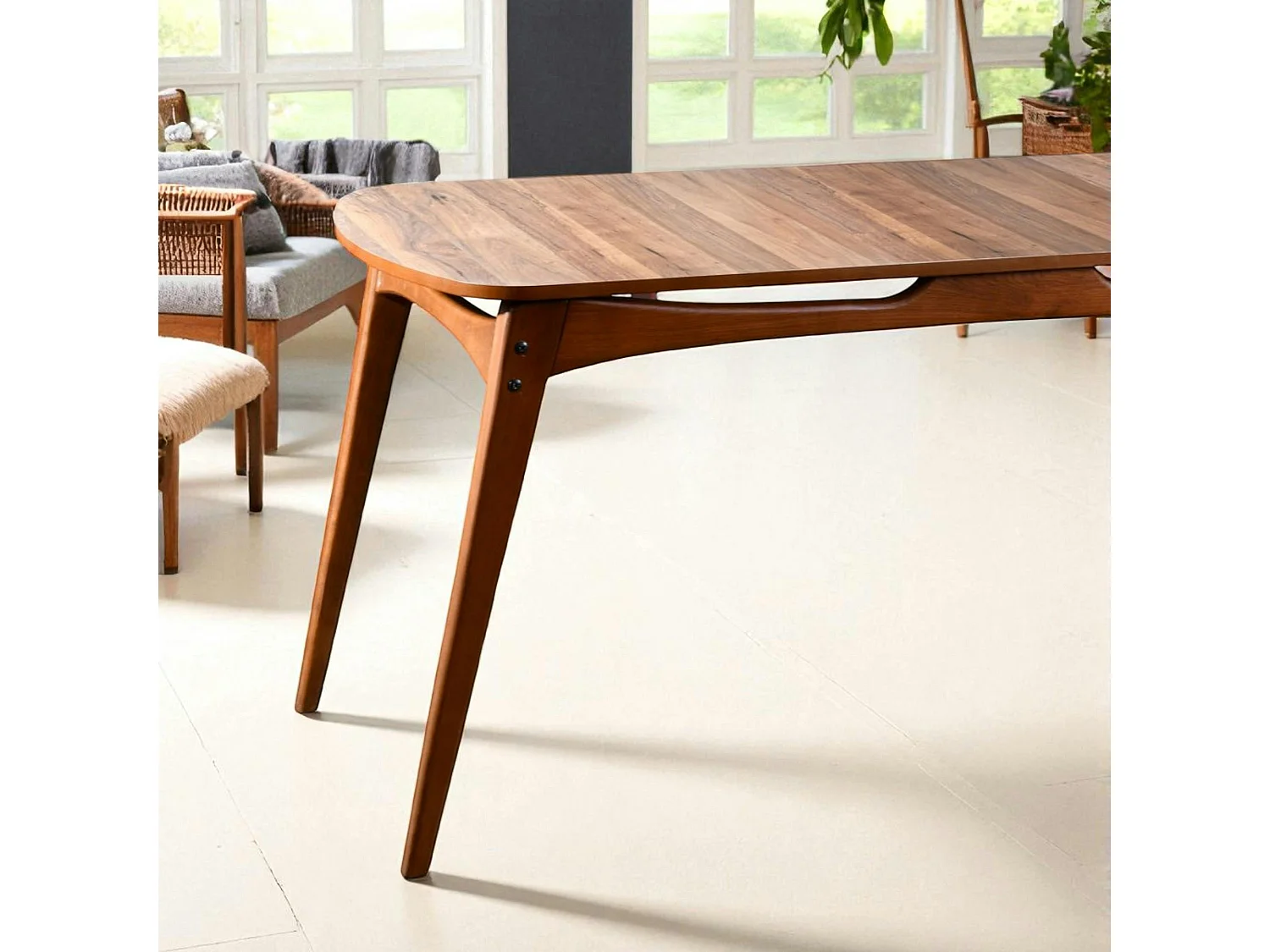 Table à manger vintage - bois brun, 160 cm DILI