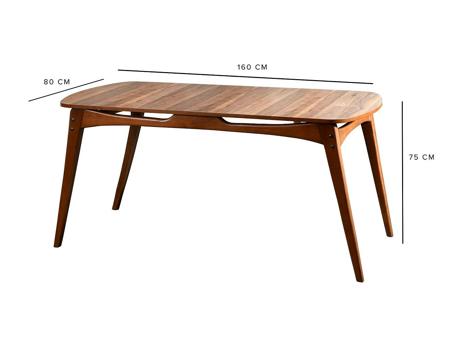 Table à manger vintage - bois brun, 160 cm DILI