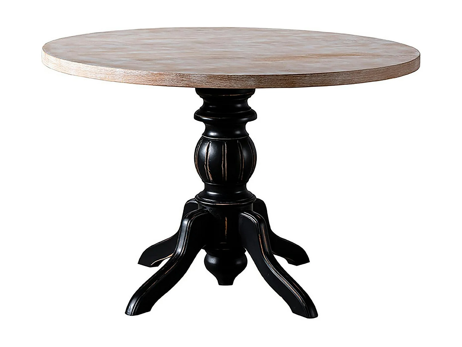 Table ronde en bois effet usé - pied noir ⌀120 cm TENA