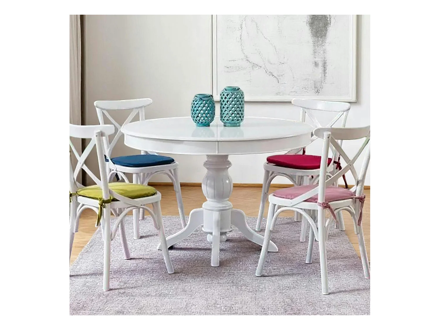 Table blanche extensible - ⌀118/158 cm, pied tourné TENA