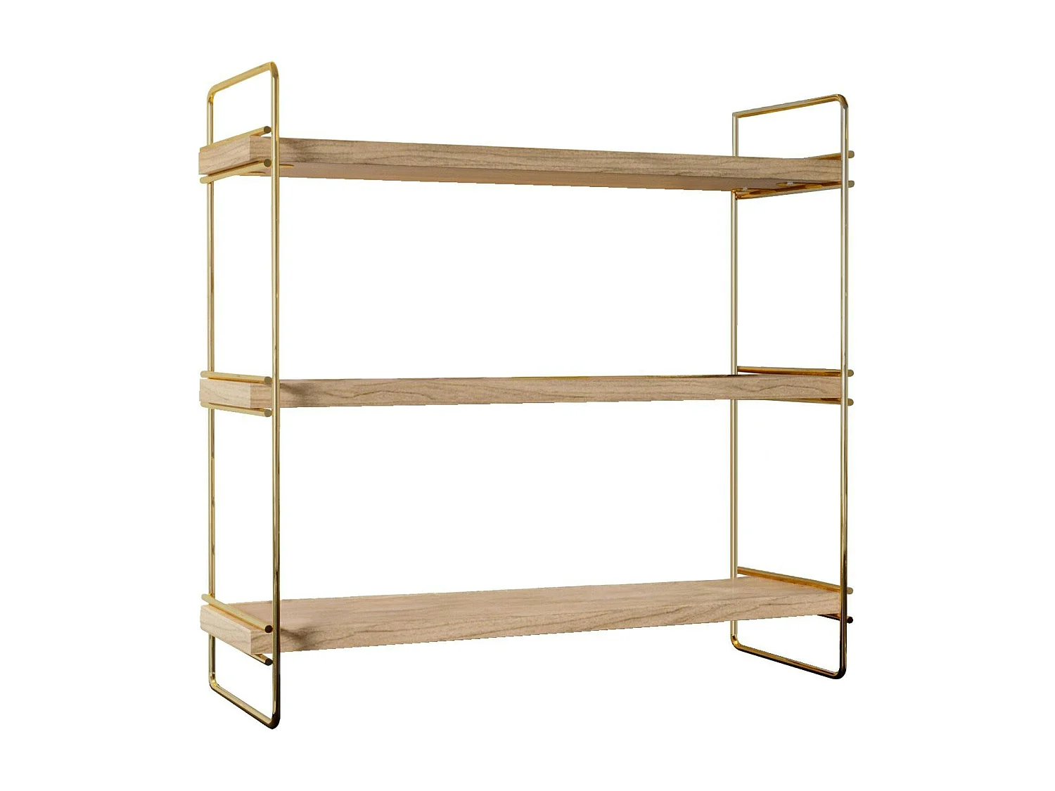 Étagère cuisine 3 niveaux - bois clair, supports dorés AVIALA