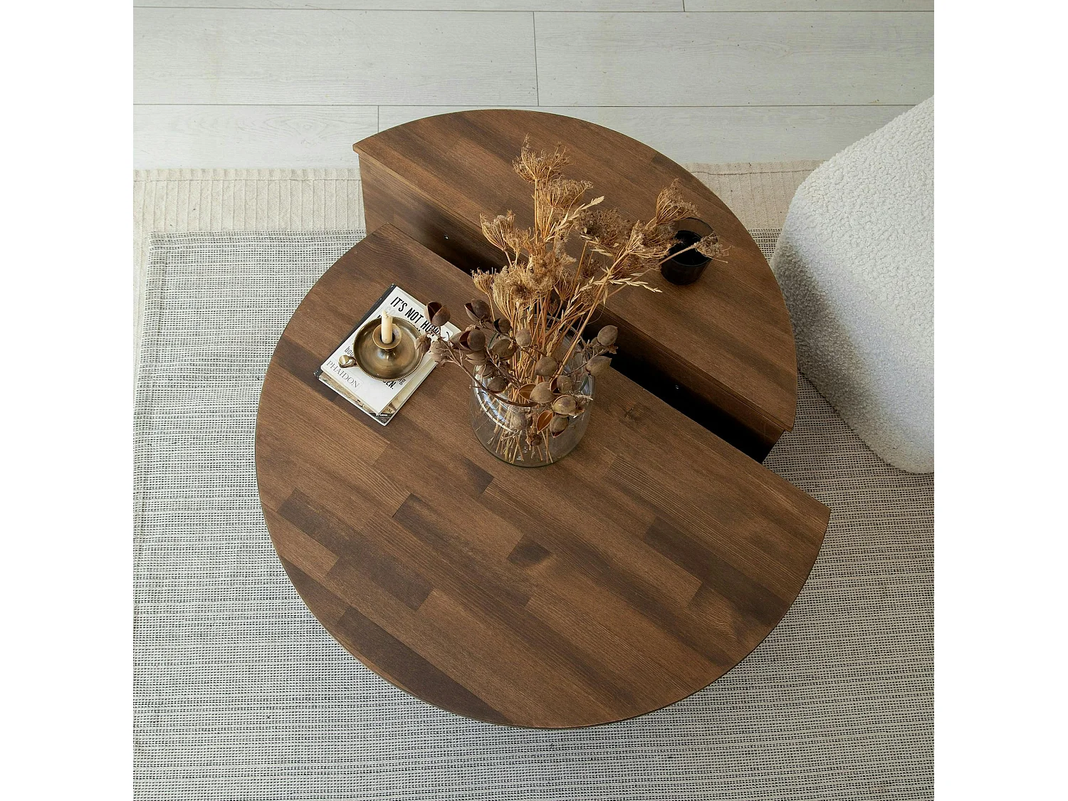 Table basse design en bois brun - 2 modules SITIA