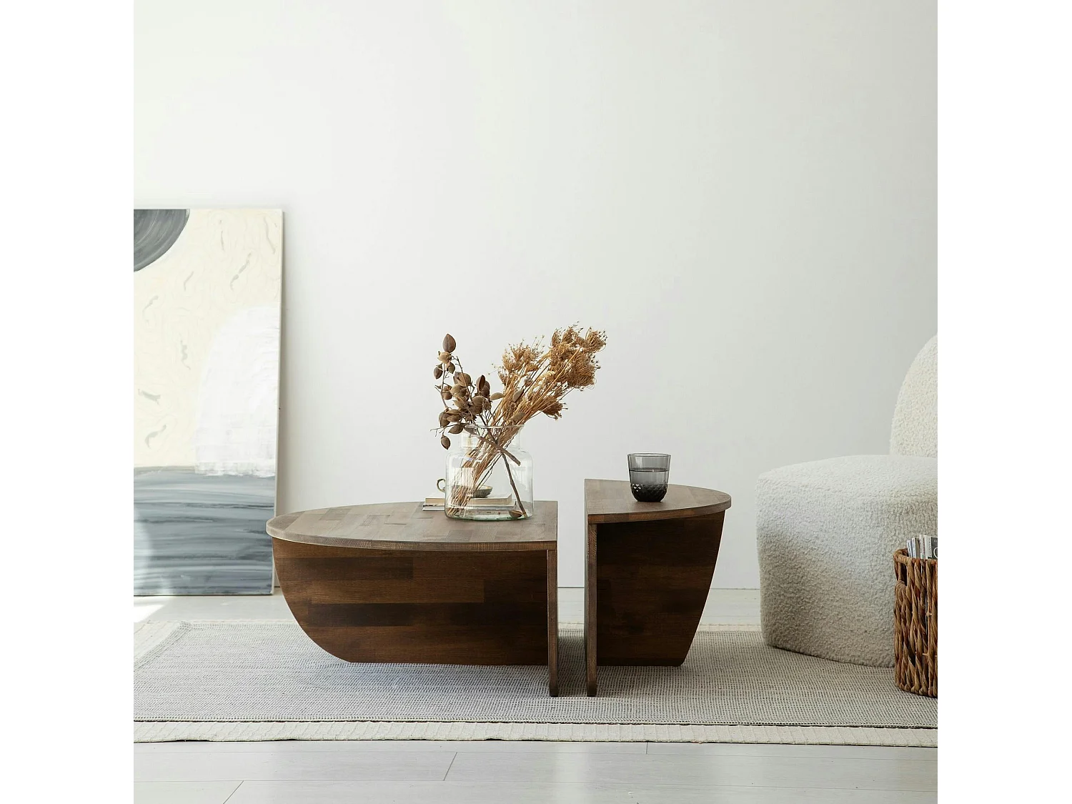 Table basse design en bois brun - 2 modules SITIA